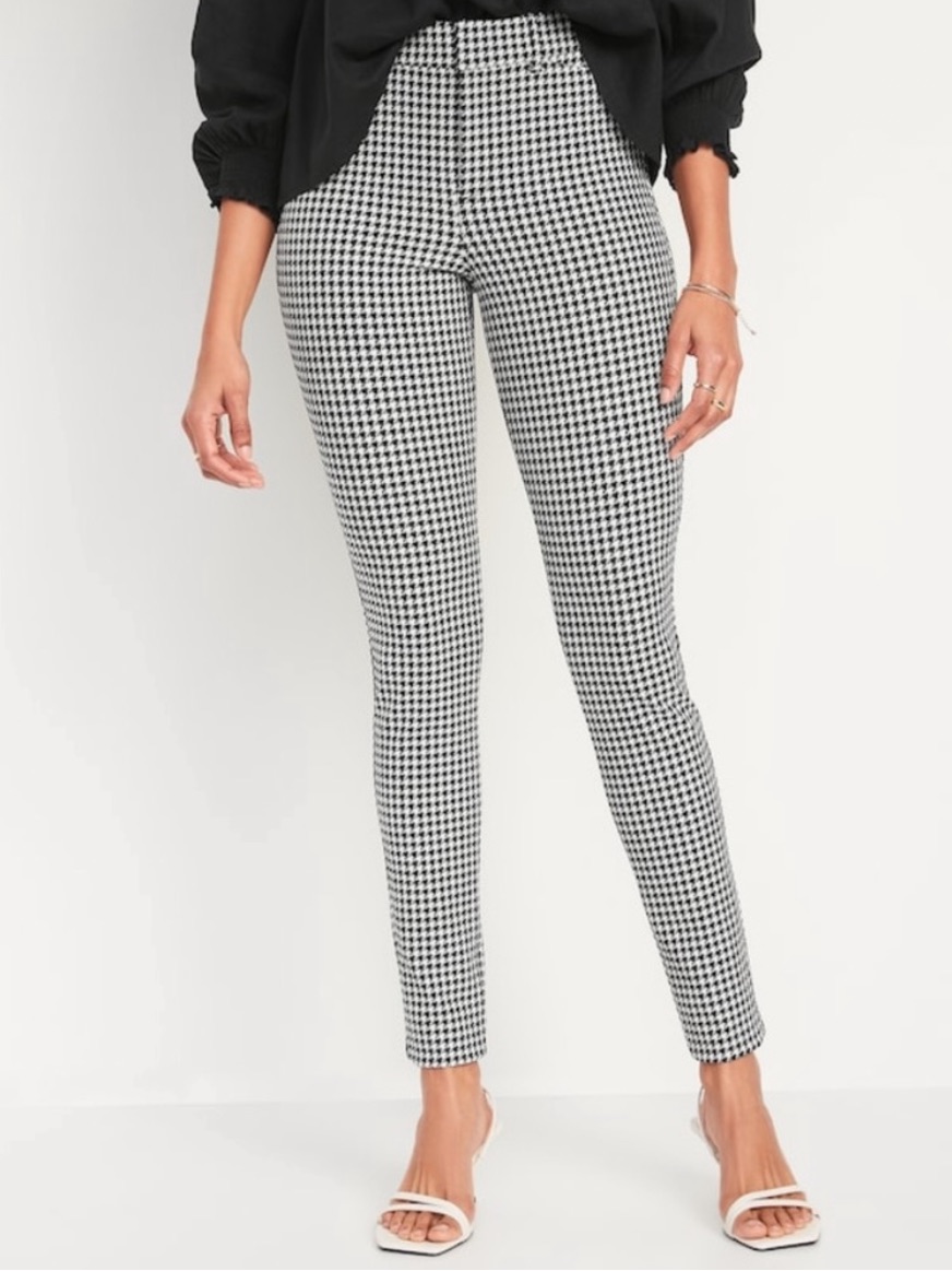 Old Navy High Rise Black/White Houndstooth Stretch Pixie Pants Sz 8